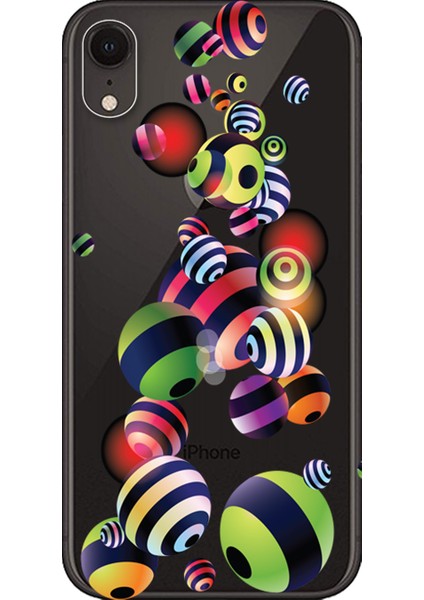 Apple iPhone XR Kılıf Çizgili Top Baskılı Esnek TPU Silikon