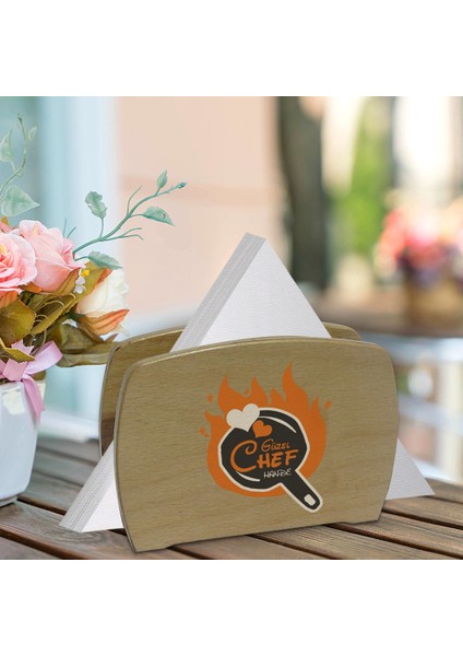 Kişiye Özel Güzel Chef Tasarımlı Lüks Ahşap Peçetelik-6