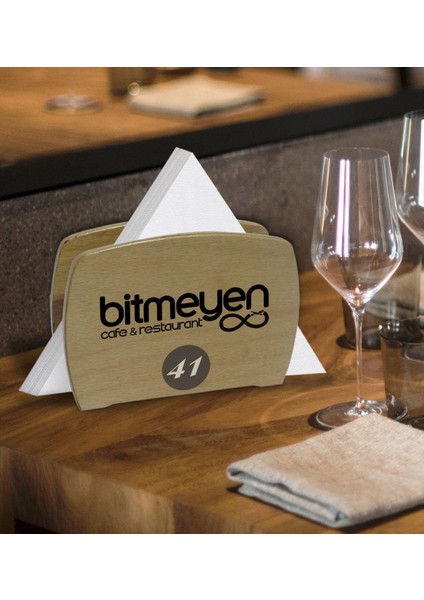Restoran & Cafe & Barlara Özel Logolu Lüks Ahşap Peçetelik-2 – 20 Adet