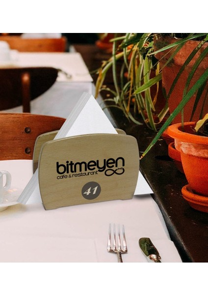 Restoran & Cafe & Barlara Özel Logolu Lüks Ahşap Peçetelik-2 – 20 Adet