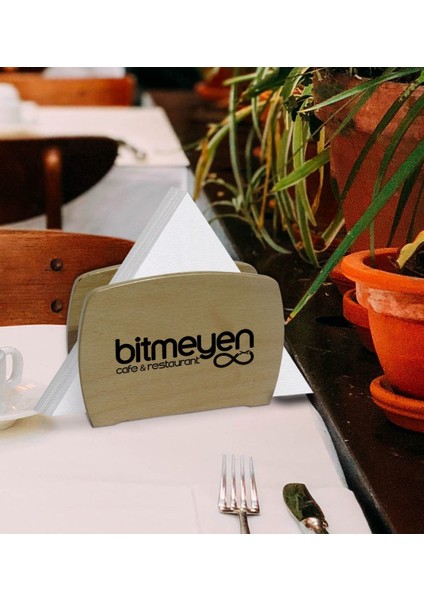Restoran & Cafe & Barlara Özel Logolu Lüks Ahşap Peçetelik – 50 Adet