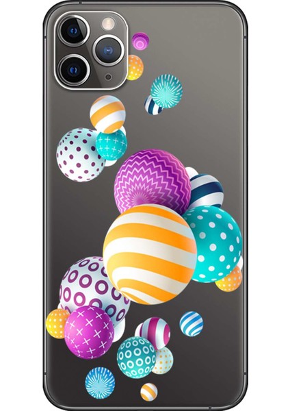 Apple iPhone 11 Pro Max Kılıf Renkli Toplar Baskılı Esnek TPU Silikon