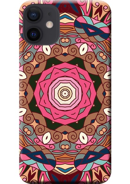 Apple iPhone 12 Kılıf Dekoratif Geometrik Vektörel Baskılı Esnek TPU Silikon