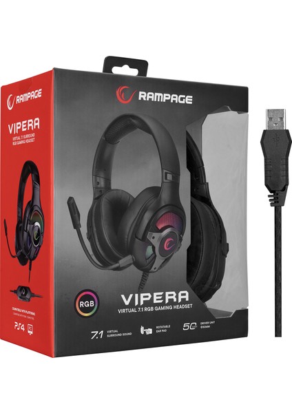 RM-K77 Vıpera Siyah USB 7.1 Version Rgb Ledli Gaming Oyuncu Mikrofonlu Kulaklık