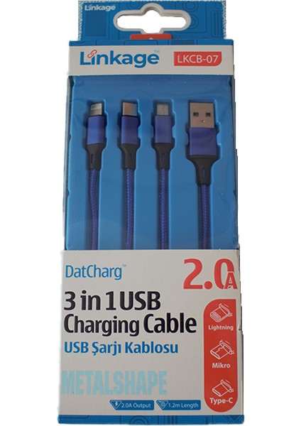 Lkcb-07 Datcharg 3'lü Şarj Kablosu