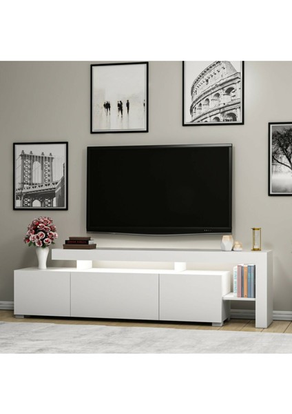 BMdekor TV Sehpası Buğra Beyaz LED Işıklı fiyatları