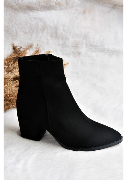 Siyah Süet Kalın Topuklu Kadın Bot L251089302 fırsatları