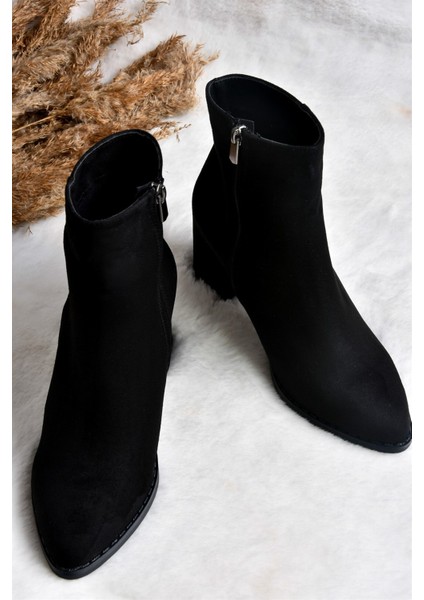 Siyah Süet Kalın Topuklu Kadın Bot L251089302 indirimleri