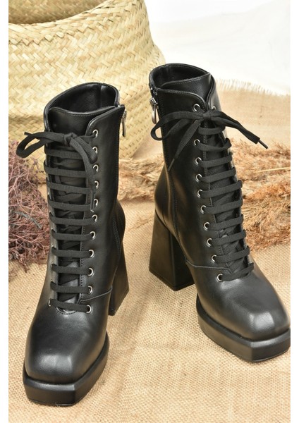 Siyah Platform Topuklu Kadın Bot L282190409 indirimleri