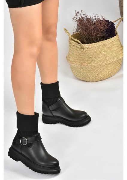 Siyah Deri/triko Kadın Bot L524021709 modelleri