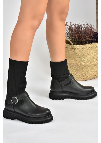 Siyah Deri/triko Kadın Bot L524021709 fırsatları