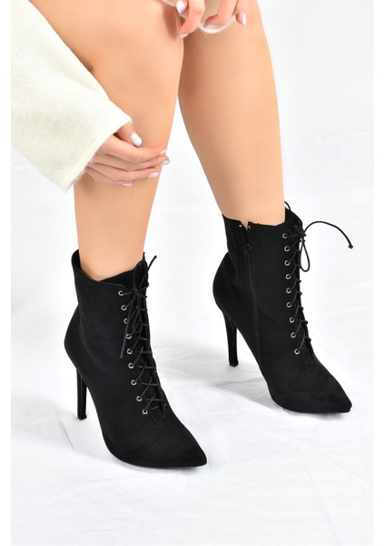 Siyah Süet Ince Yüksek Topuklu Kadın Bot L372493502 indirimleri