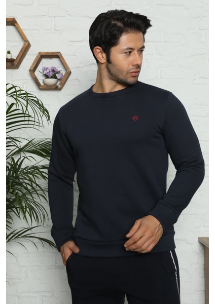 Erkek Bisiklet Yaka Sweatshirt Eşofman Üstü