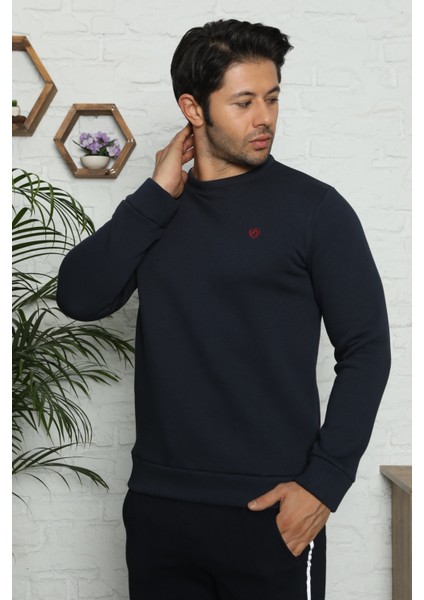 Erkek Bisiklet Yaka Sweatshirt Eşofman Üstü