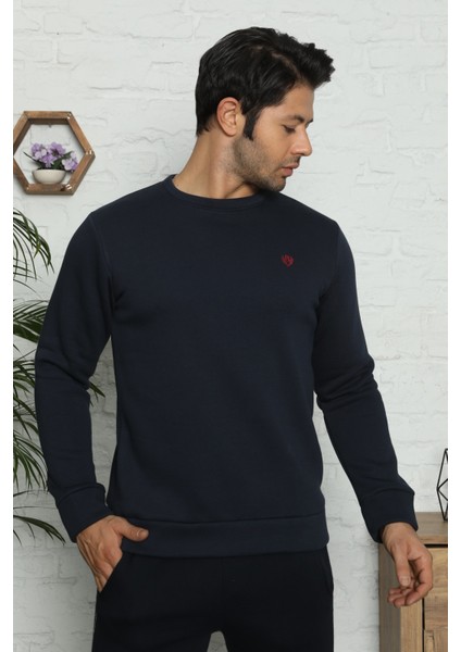 Erkek Bisiklet Yaka Sweatshirt Eşofman Üstü