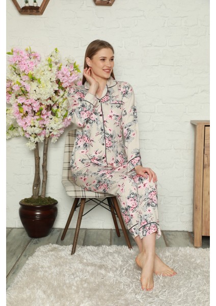 Birşen Bayan Dokuma Pamuk Saten Uzun Kollu Pijama Takımı modelleri