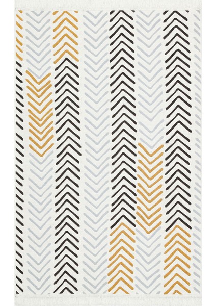 Arya 19 Siyah Beyaz Yıkanabilir Çift Taraflı Pamuk Kilim