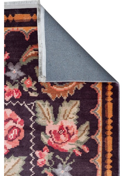 Antique 02 Siyah Yıkanabilir Kaymaz Taban Desenli Halı modelleri