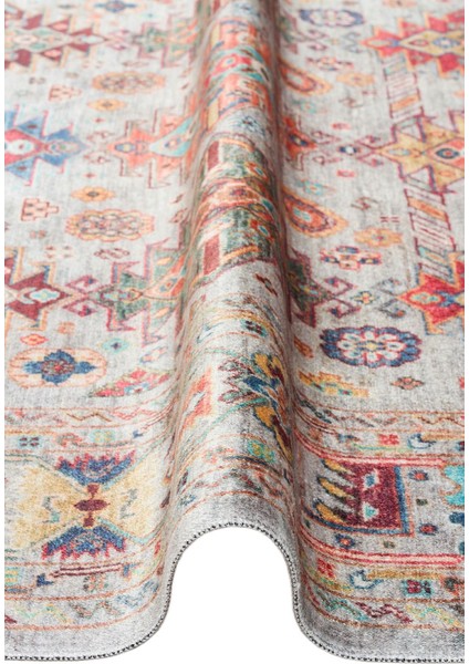 Antique 06 Su Mavisi Yıkanabilir Kaymaz Desenli Halı