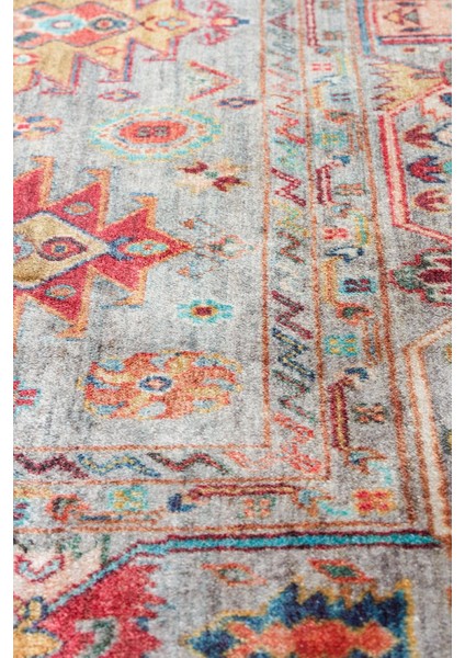Antique 06 Su Mavisi Yıkanabilir Kaymaz Desenli Halı