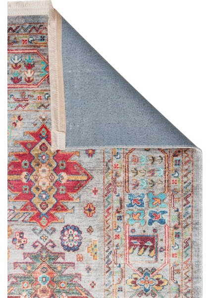 Antique 06 Su Mavisi Yıkanabilir Kaymaz Desenli Halı