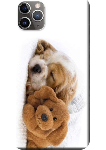 Apple iPhone 11 Pro Max Kılıf Uyuyan Köpek Oyuncak Baskılı Esnek TPU Silikon