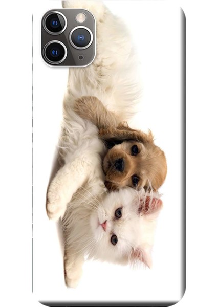 Apple iPhone 11 Pro Max Kılıf Kedi ve Köpek Baskılı Esnek TPU Silikon