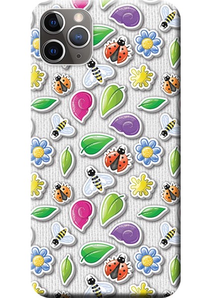 Apple iPhone 11 Pro Max Kılıf Bahar Temalı Vektörel Baskılı Esnek TPU Silikon