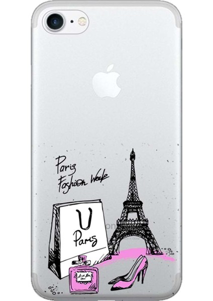Apple iPhone 7 Kılıf Paris Fashion Baskılı Esnek TPU Silikon