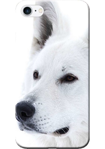 Apple iPhone 8 Kılıf Beyaz Kurt Baskılı Esnek TPU Silikon