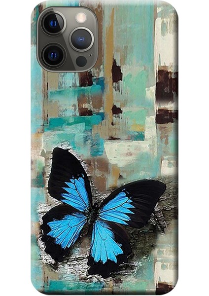 Apple iPhone 12 Pro Kılıf Pastel Kelebek Baskılı Esnek TPU Silikon