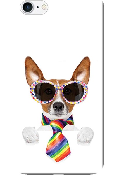 Apple iPhone 8 Kılıf Renkli Kravatlı Köpek Baskılı Esnek TPU Silikon