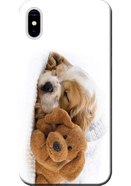 Apple iPhone XS Max Kılıf Uyuyan Köpek Oyuncak Baskılı Esnek TPU Silikon