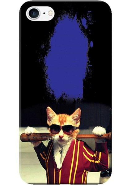 Apple iPhone 8 Kılıf Gangster Kedi Baskılı Esnek TPU Silikon