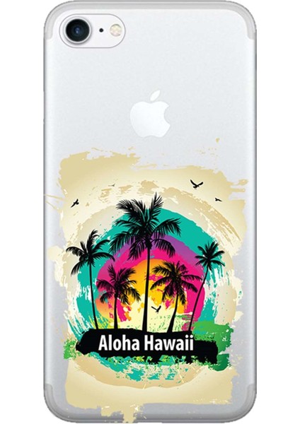 Apple iPhone 7 Kılıf Aloha Hawaii Baskılı Esnek TPU Silikon
