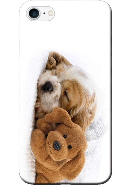 Apple iPhone 8 Kılıf Uyuyan Köpek Oyuncak Baskılı Esnek TPU Silikon