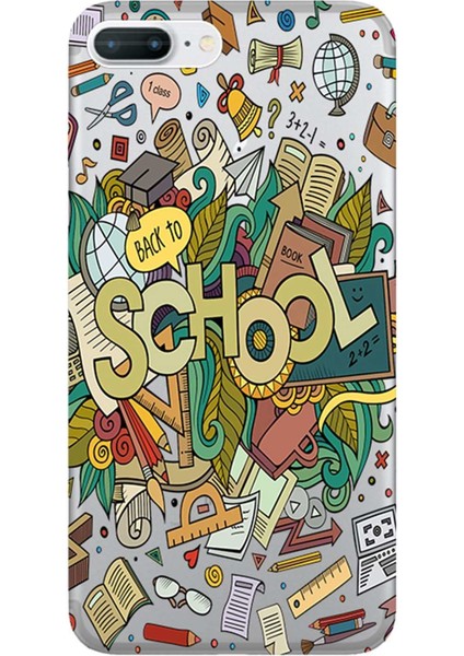 Apple iPhone 8 Plus Kılıf School Baskılı Esnek TPU Silikon
