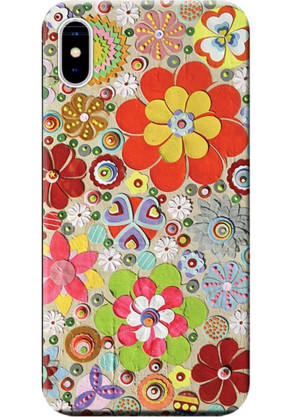 Apple iPhone XS Max Kılıf Vektörel Floral Baskılı Esnek TPU Silikon