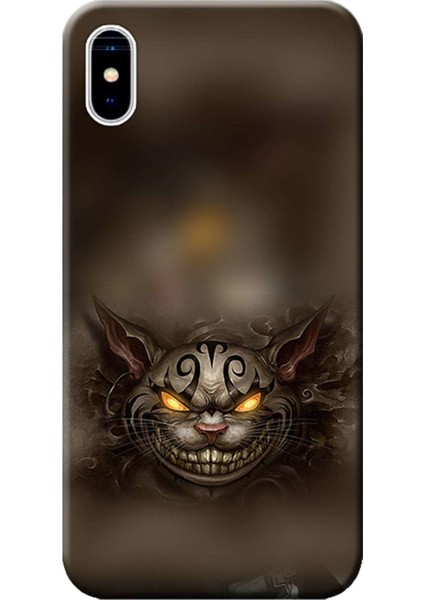 Apple iPhone XS Max Kılıf Cheshire Cat Kedi Baskılı Esnek TPU Silikon