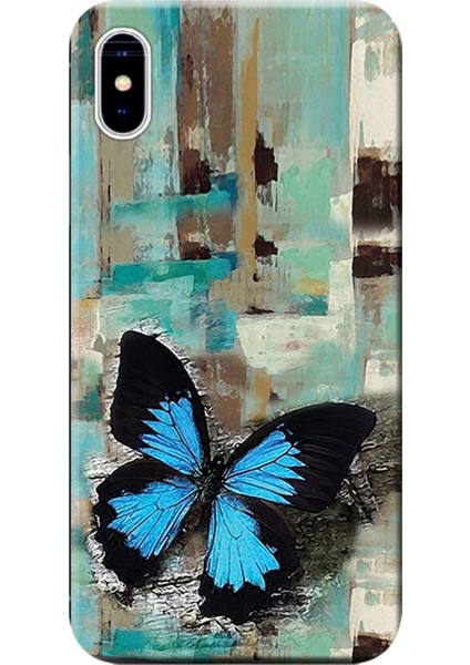 Apple iPhone XS Max Kılıf Pastel Kelebek Baskılı Esnek TPU Silikon