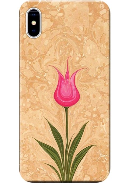 Apple iPhone XS Max Kılıf Lale Ebrusu Baskılı Esnek TPU Silikon