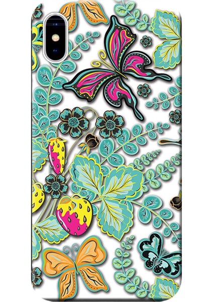 Apple iPhone XS Max Kılıf Vektörel Floral Baskılı Esnek TPU Silikon