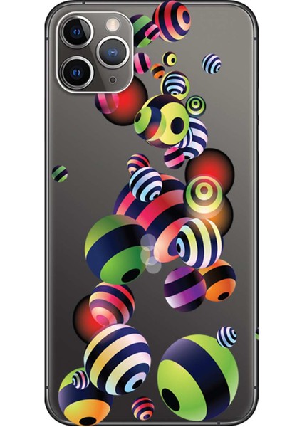Apple iPhone 11 Pro Max Kılıf Çizgili Top Baskılı Esnek TPU Silikon