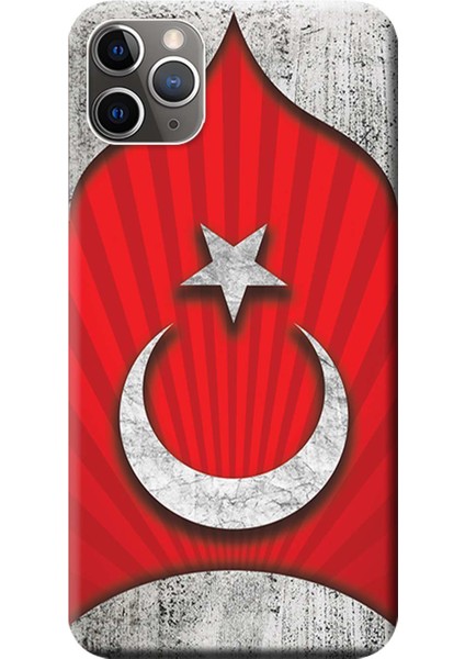Apple iPhone 11 Pro Max Kılıf Türk Bayrağı Tasarım Baskılı Esnek TPU Silikon