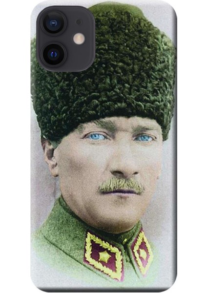 Apple iPhone 12 Kılıf Mustafa Kemal Atatürk Baskılı Esnek TPU Silikon