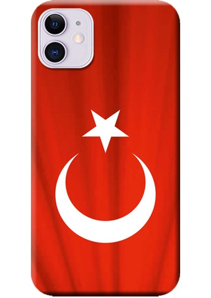 Apple iPhone 11 Kılıf Türk Bayrağı Baskılı Esnek TPU Silikon