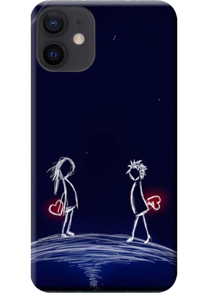 Apple iPhone 12 Kılıf Sevgili Kalp Baskılı Esnek TPU Silikon