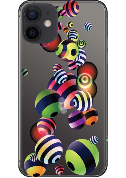 iPhone 12 Mini Kılıf Çizgili Top Baskılı Esnek Tpu SILIKON1299
