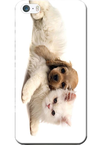 Apple iPhone 5/5S Kılıf Kedi ve Köpek Baskılı Esnek TPU Silikon