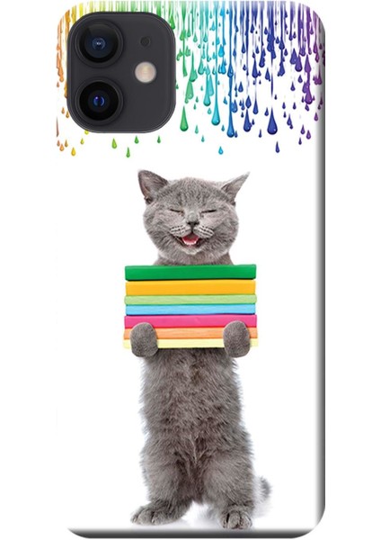 iPhone 12 Mini Kılıf Sevimi Kedi Baskılı Esnek Tpu SILIKON1385